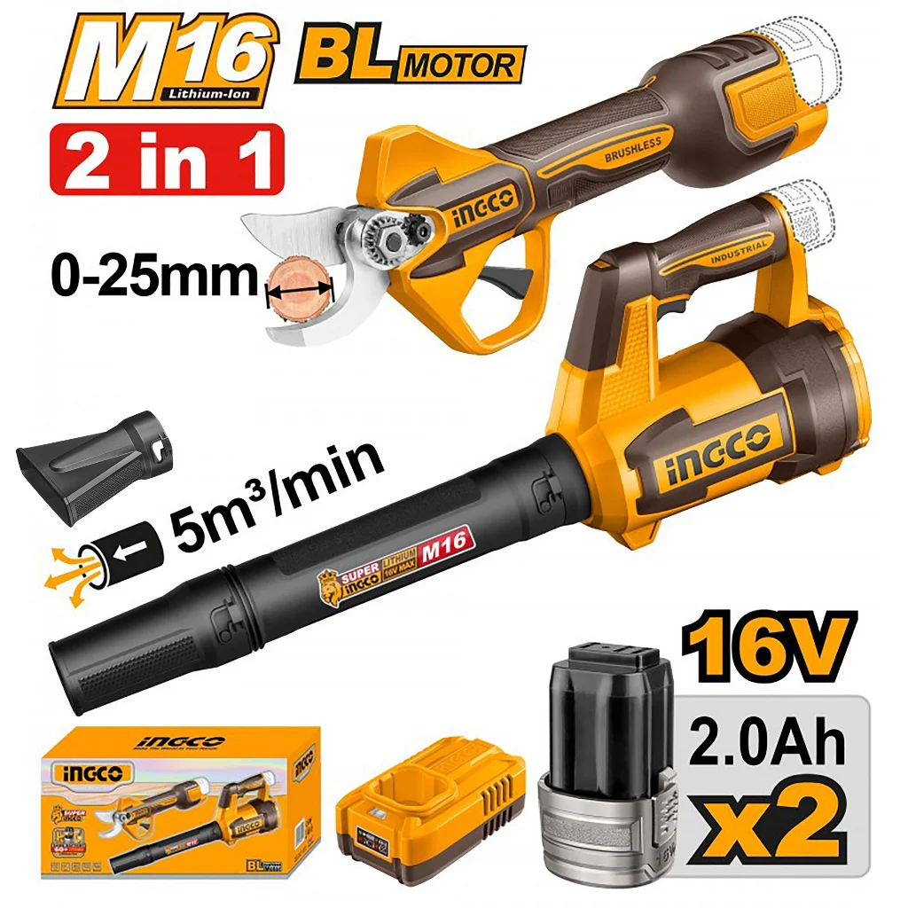 Ingco M16/16V 2pcs Combo Kit Cordless Garden Shears and Blower Set COSLI250385 ING-CT - Image 2