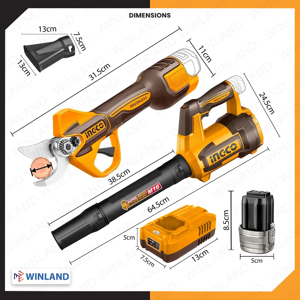 Ingco M16/16V 2pcs Combo Kit Cordless Garden Shears and Blower Set COSLI250385 ING-CT - Image 3