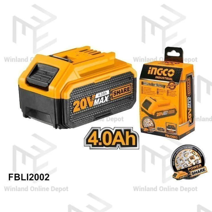 Ingco P20S 20V 4.0 Ah Lithium-Ion Battery Pack 4.0Ah Powershare for Cordless Power Tool - Image 2