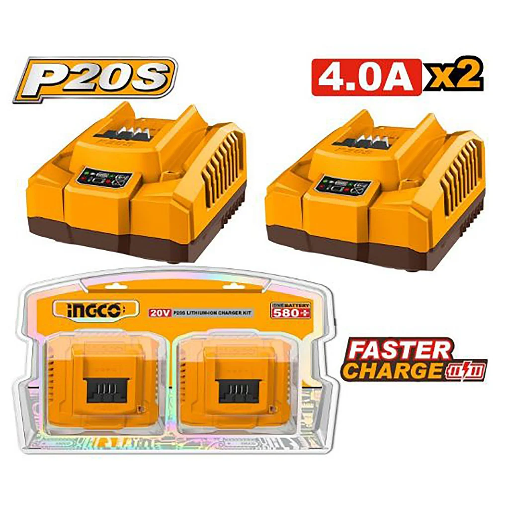 Ingco P20S/20V Lithium-Ion 4Ah Faster Charger Kit COSLI250388 ING-HT