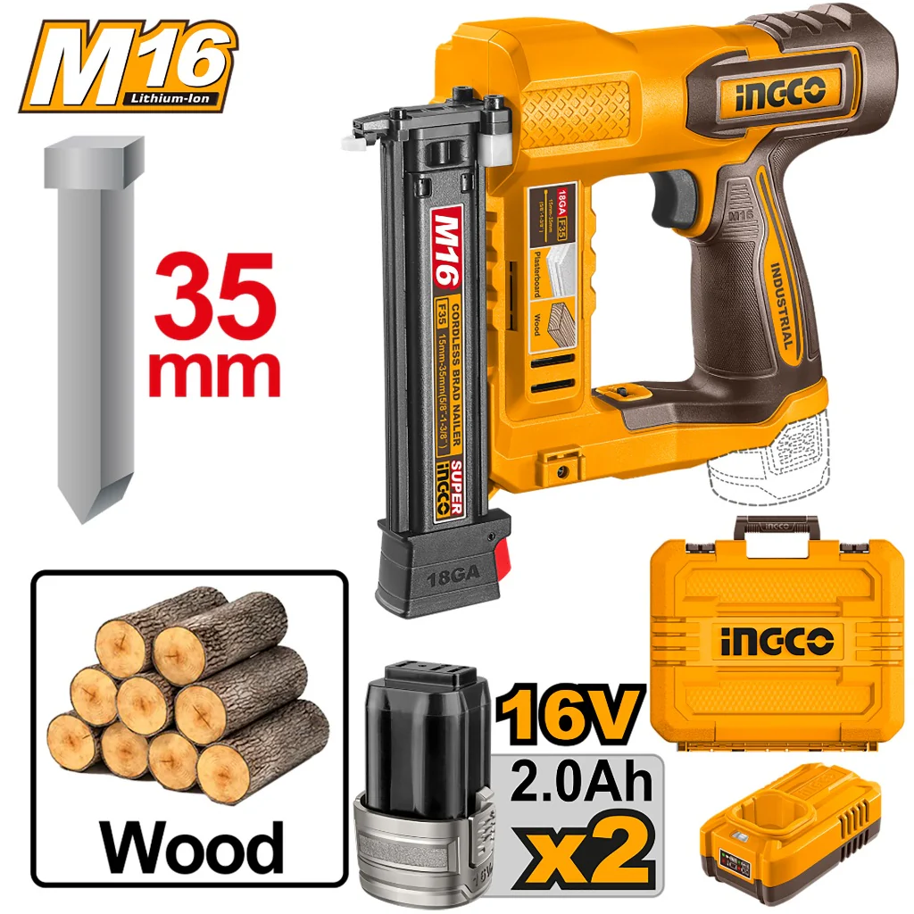 Ingco P20S/20V Lithium-Ion Cordless Brad Nailer (35mm/F15~F35) CBNLI2038 ING-CT