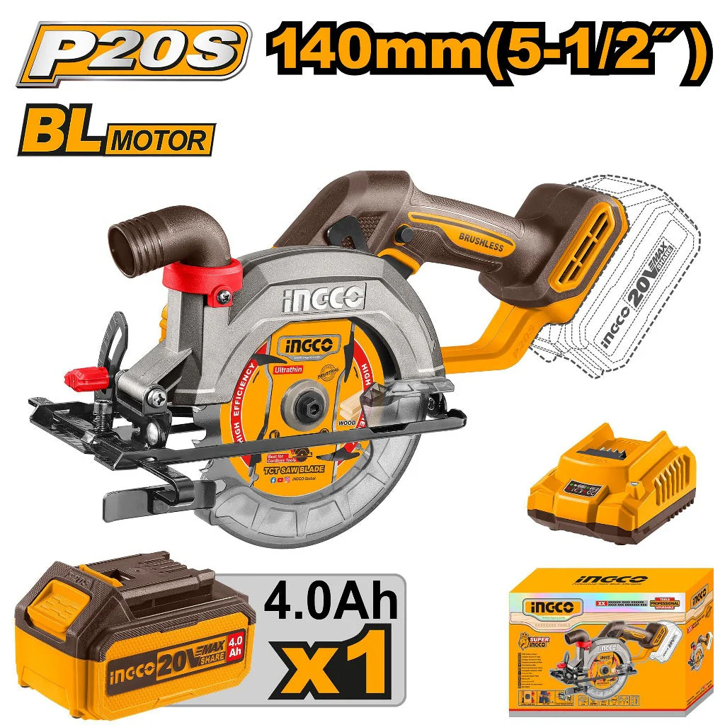 P20S/20V Lithium-Ion Cordless Circular Saw with Blower & Brushless Motor CSLI14021/CSLI1402 ING-COR - Image 2