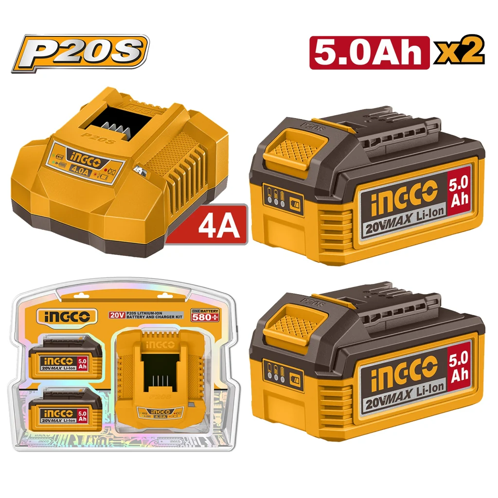 Ingco P20S Lithium-Ion Battery and Charger Kit 20V FBCPK2513 ING-CT - Image 2