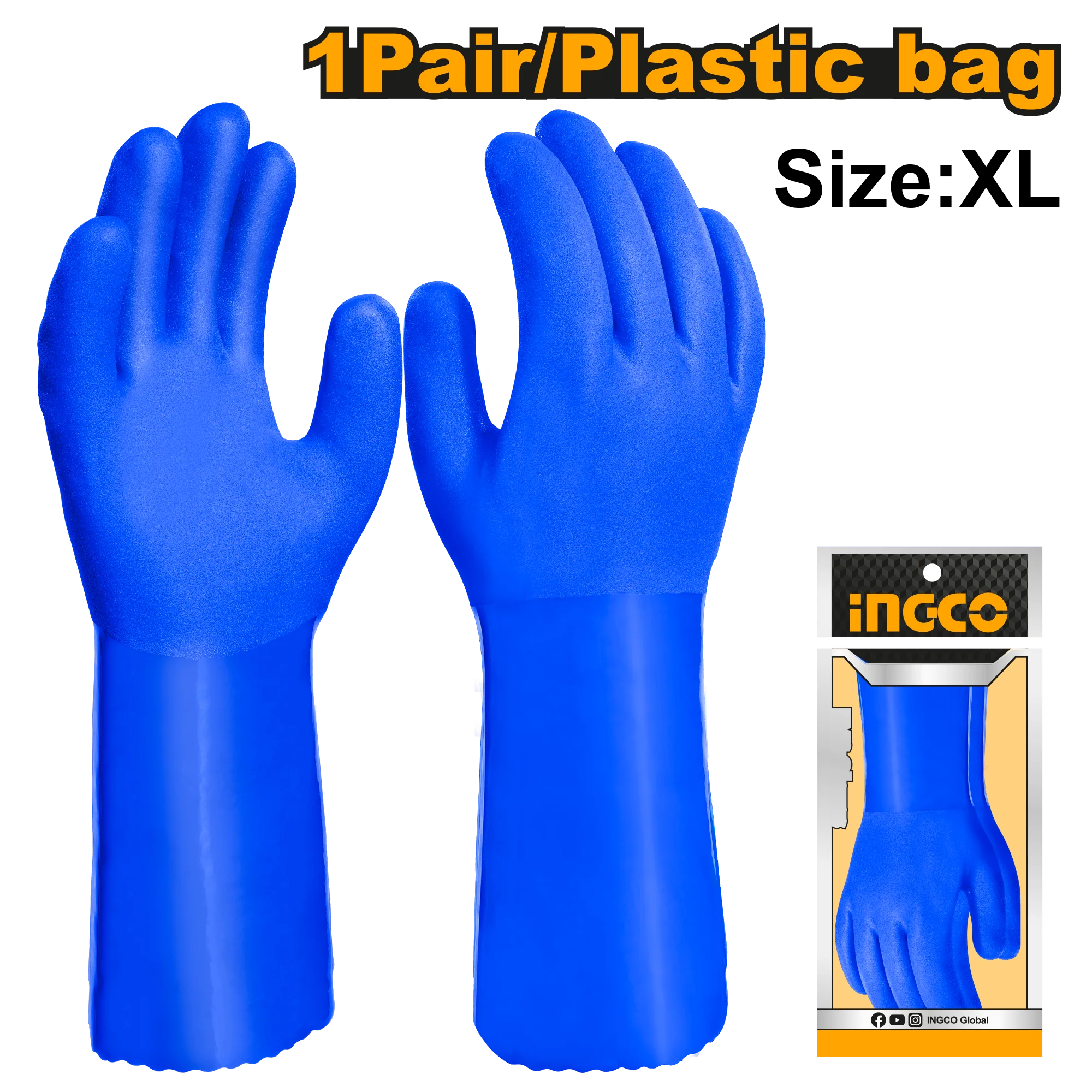 PVC Safety Gloves 32cm HGVP04 Cleaner Cleaning ING-SE