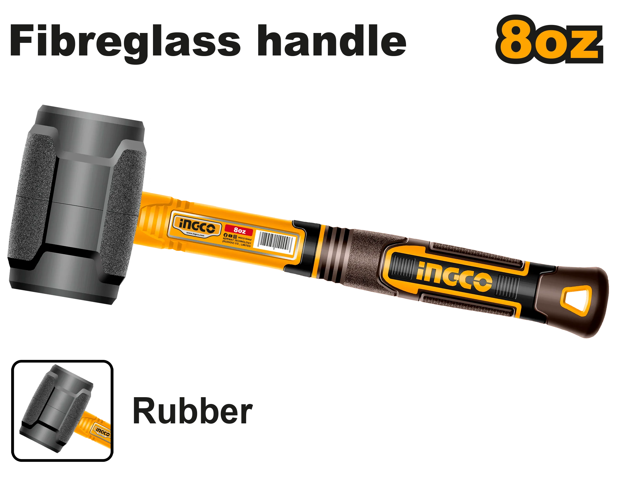 Rubber Mallet Hammer Soft Hammer Maso Martilyo with Fiberglass Handle ING-HT - Image 2