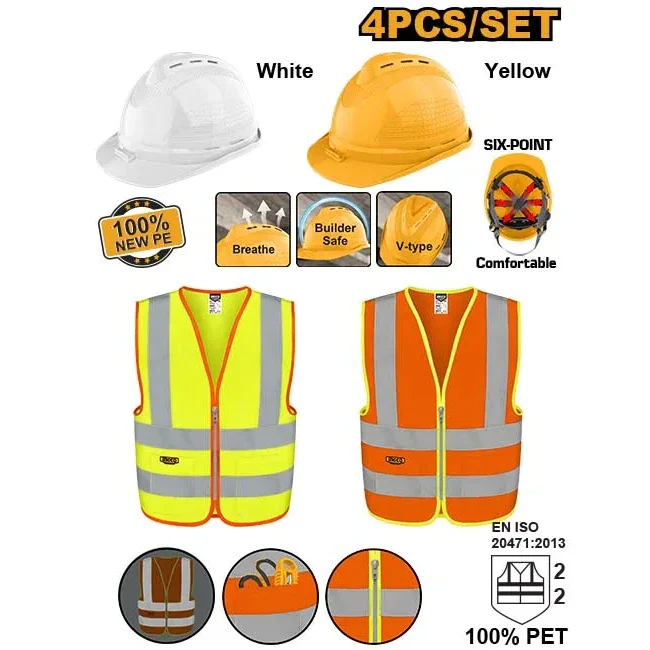 Ingco Safety helmet and Reflective Vests Set ING-HT - Image 2