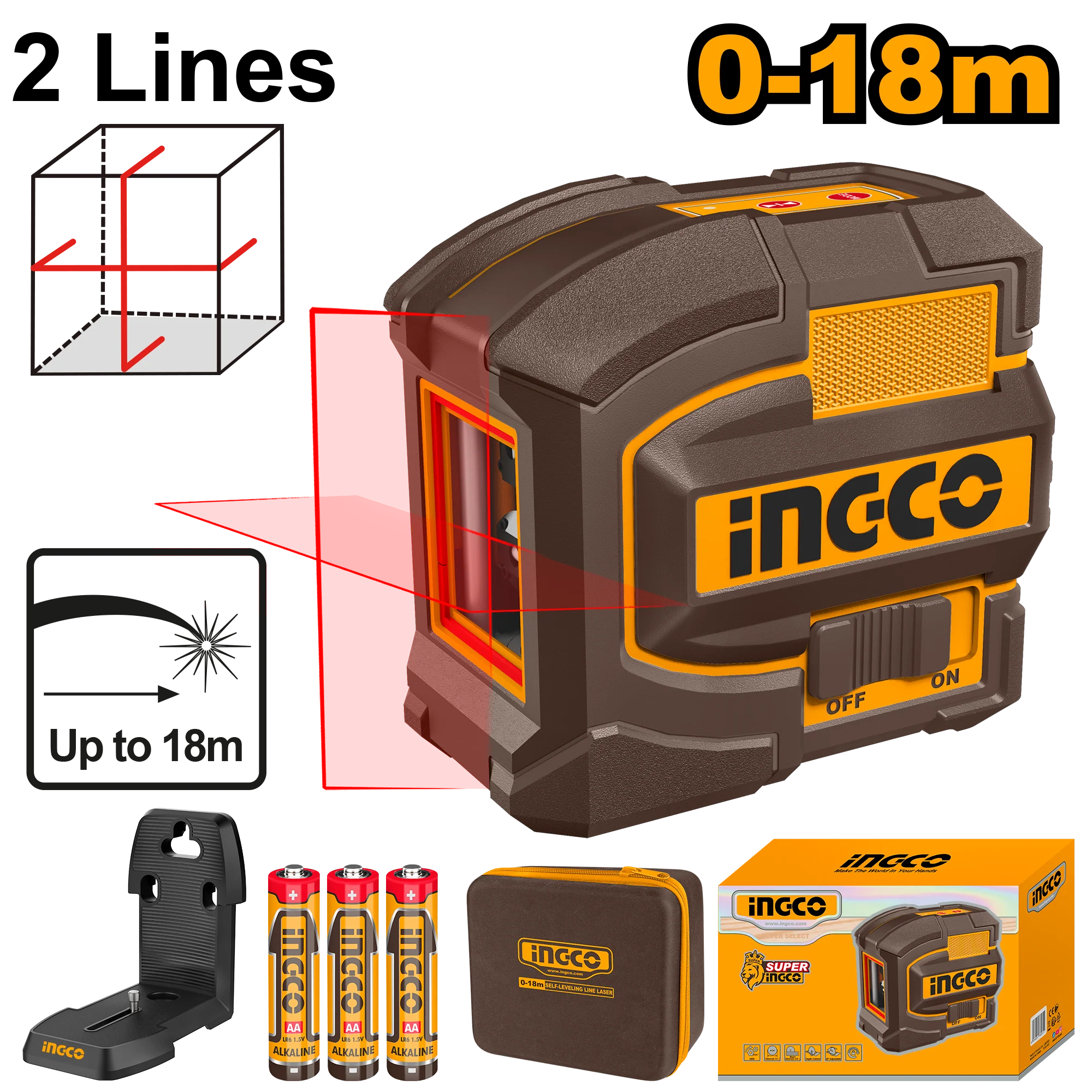 Self-Leveling Line Laser (Red, Green) Laser Beam 0~15 m- 0~18m HLL156503 | HLL156601 | HLL156501 ING-MT - Image 2