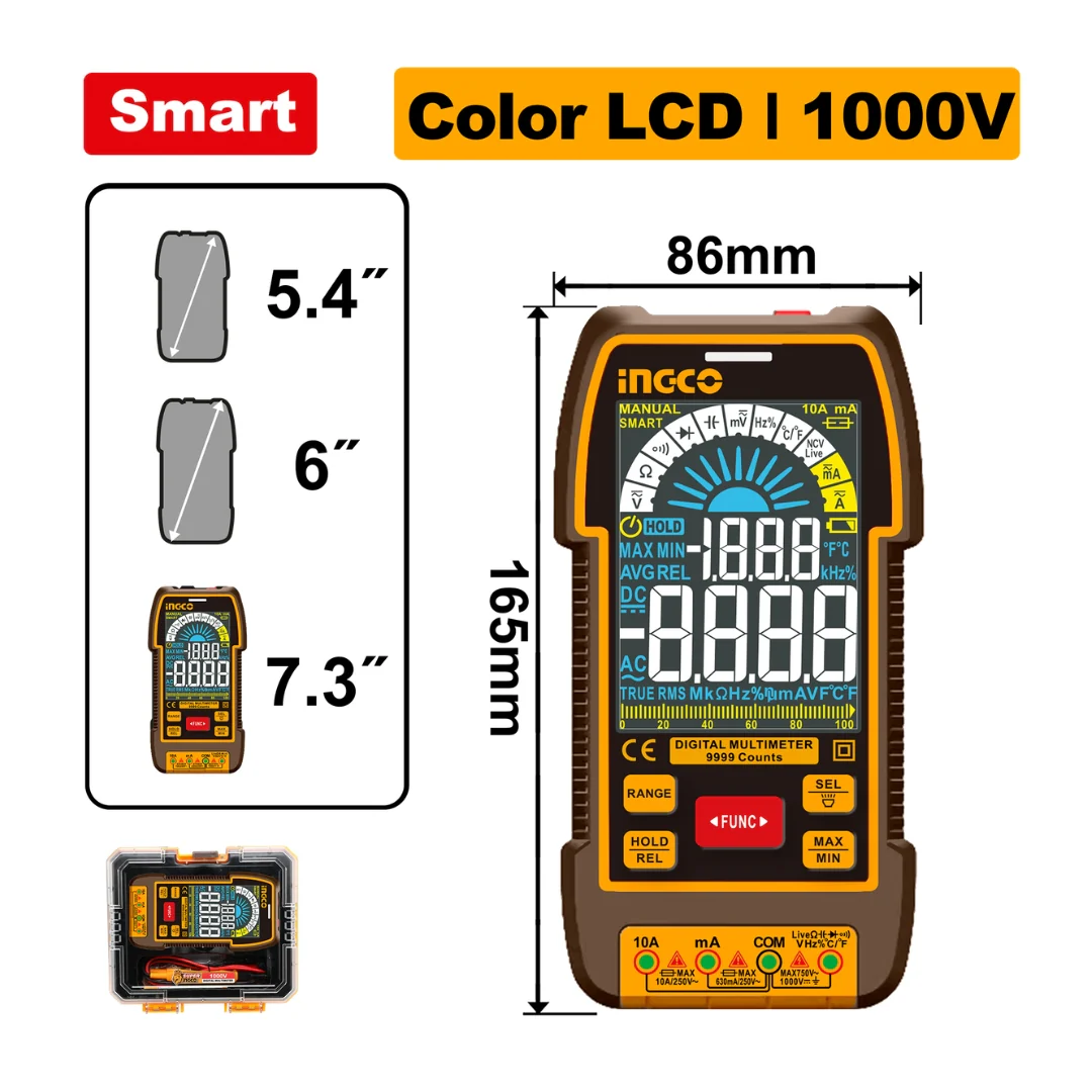 TRUR RMS 9999 counts Digital Multimeter Multi Tester DM110004 ING-MT