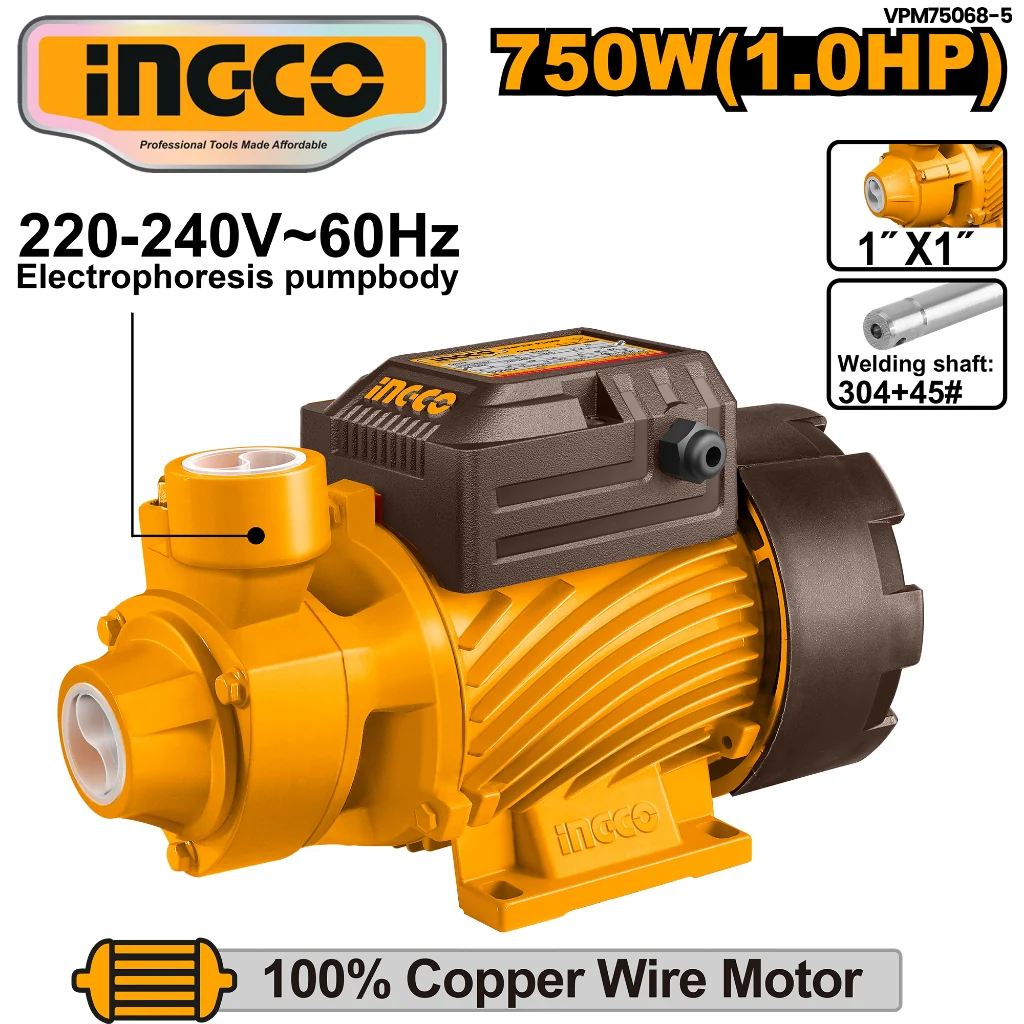 Ingco Water Peripheral Booster Motor Pump (0.05HP/1.0HP) ING-HT - Image 2