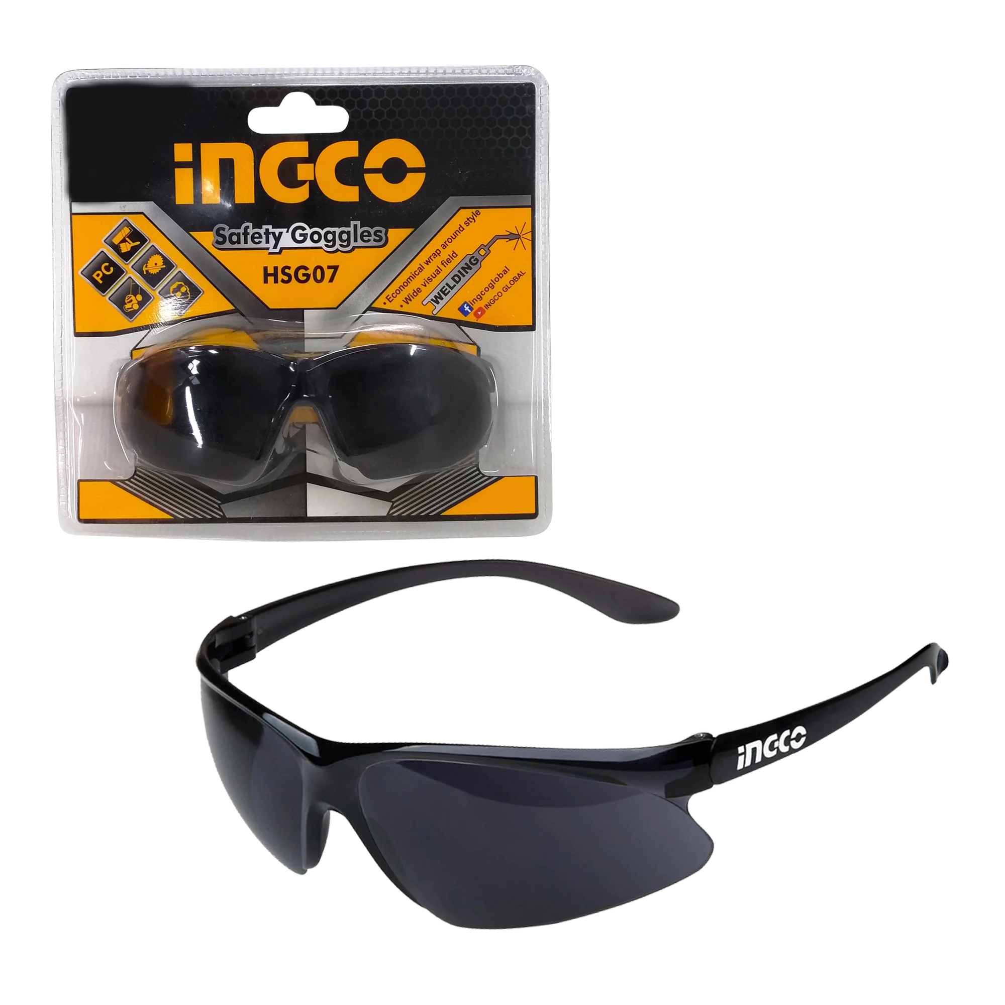 Dark Shade Safety Goggles w/ Wide Visual Field HSG07 ING-SE - Image 2