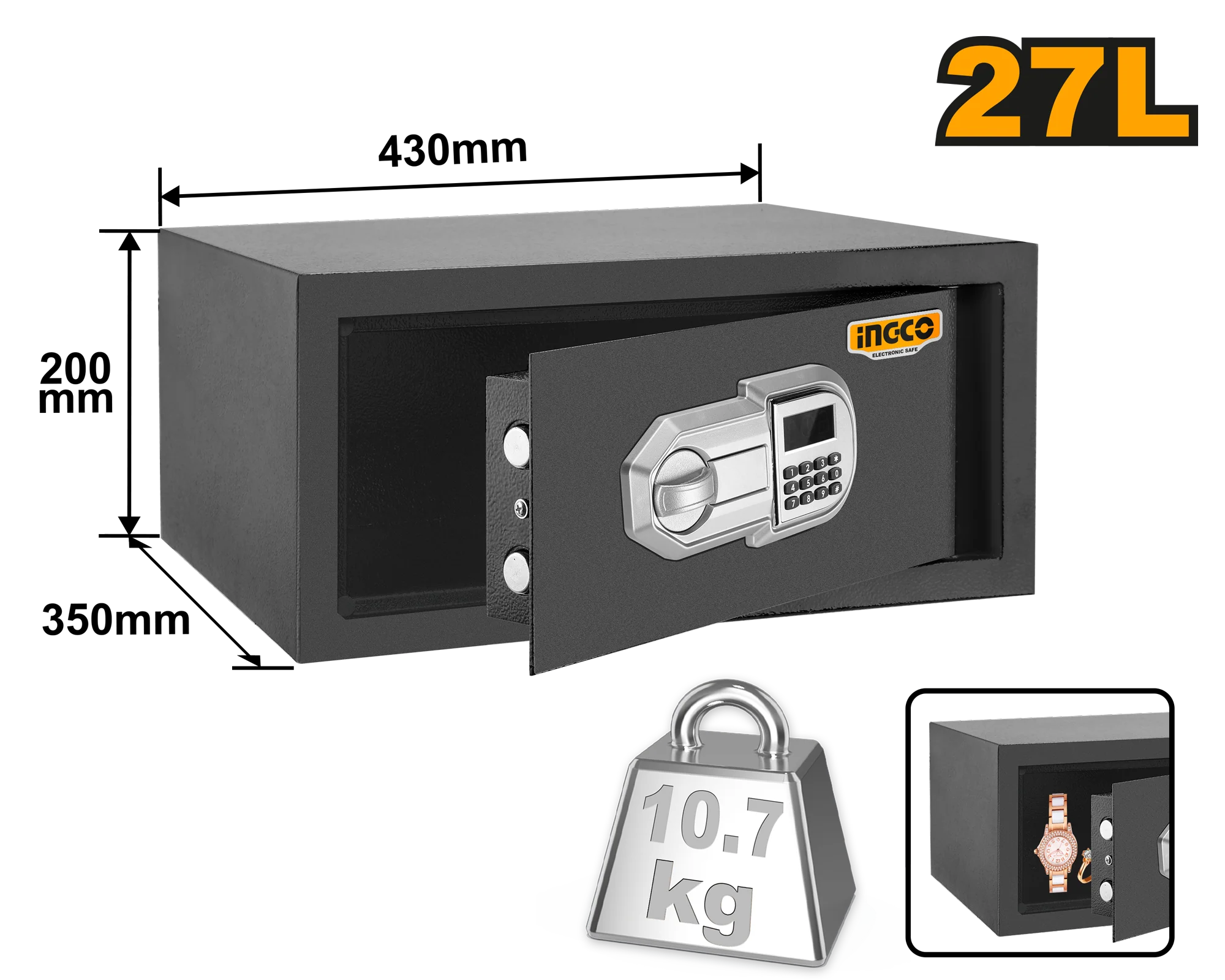 Electronic Safe Volume: 27L External Dimensions ESF3502 ING-EL - Image 2