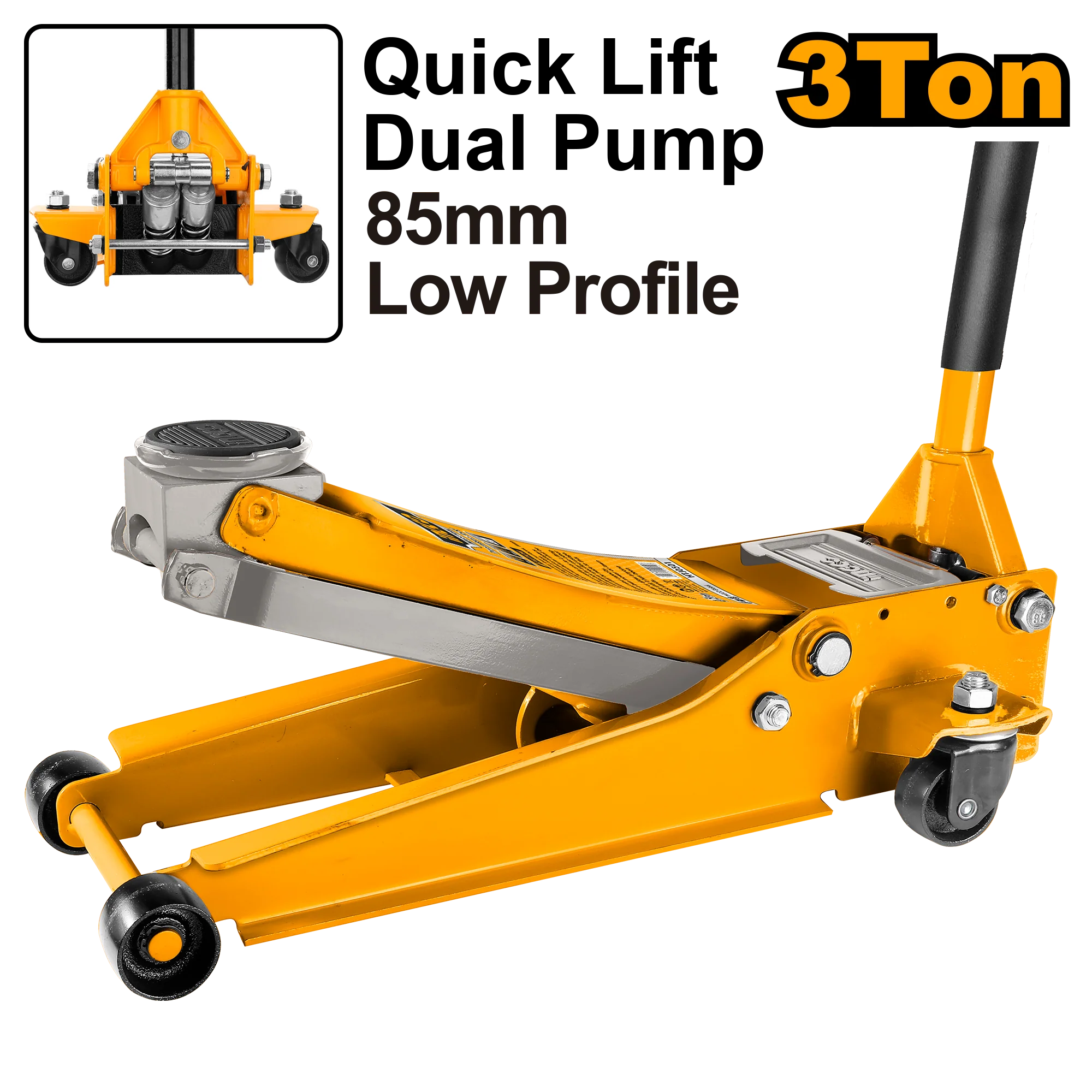 Dual Pump Hydraulic Floor Jack 3 Tons HFJ304 ING-HT
