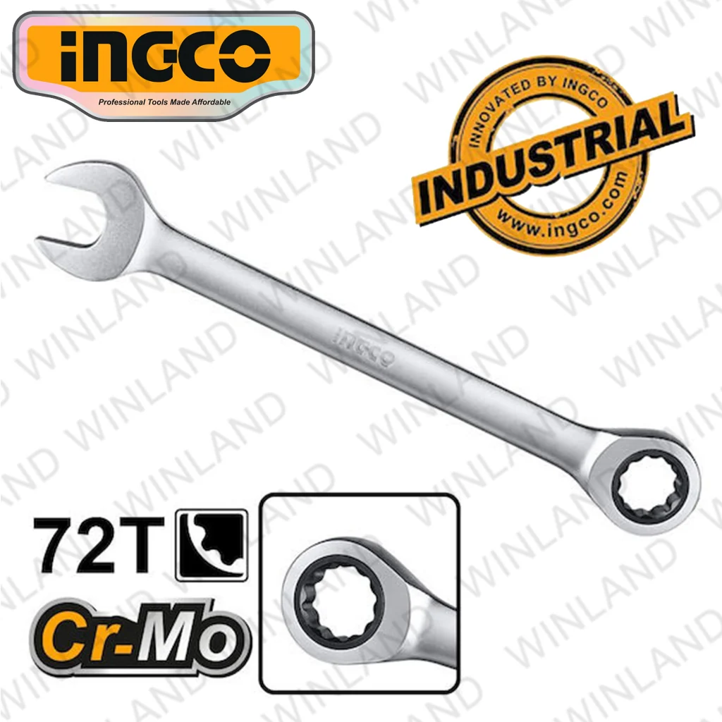 Ingco Industrial Ratchet Spanner Set Size 8-19mm HKSPAR2024 ING-HT - Image 3