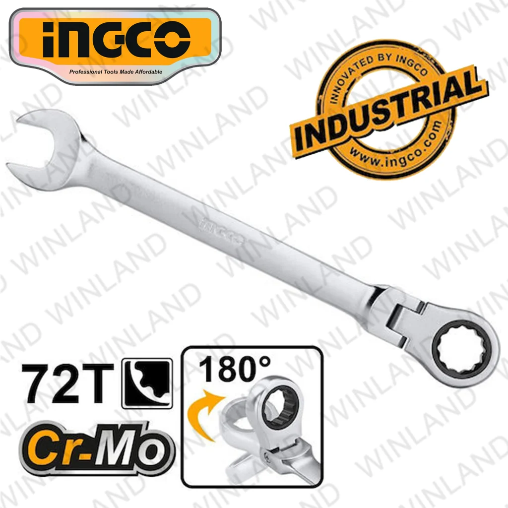 Ingco Industrial Ratchet Spanner Set Size 8-19mm HKSPAR2024 ING-HT - Image 4