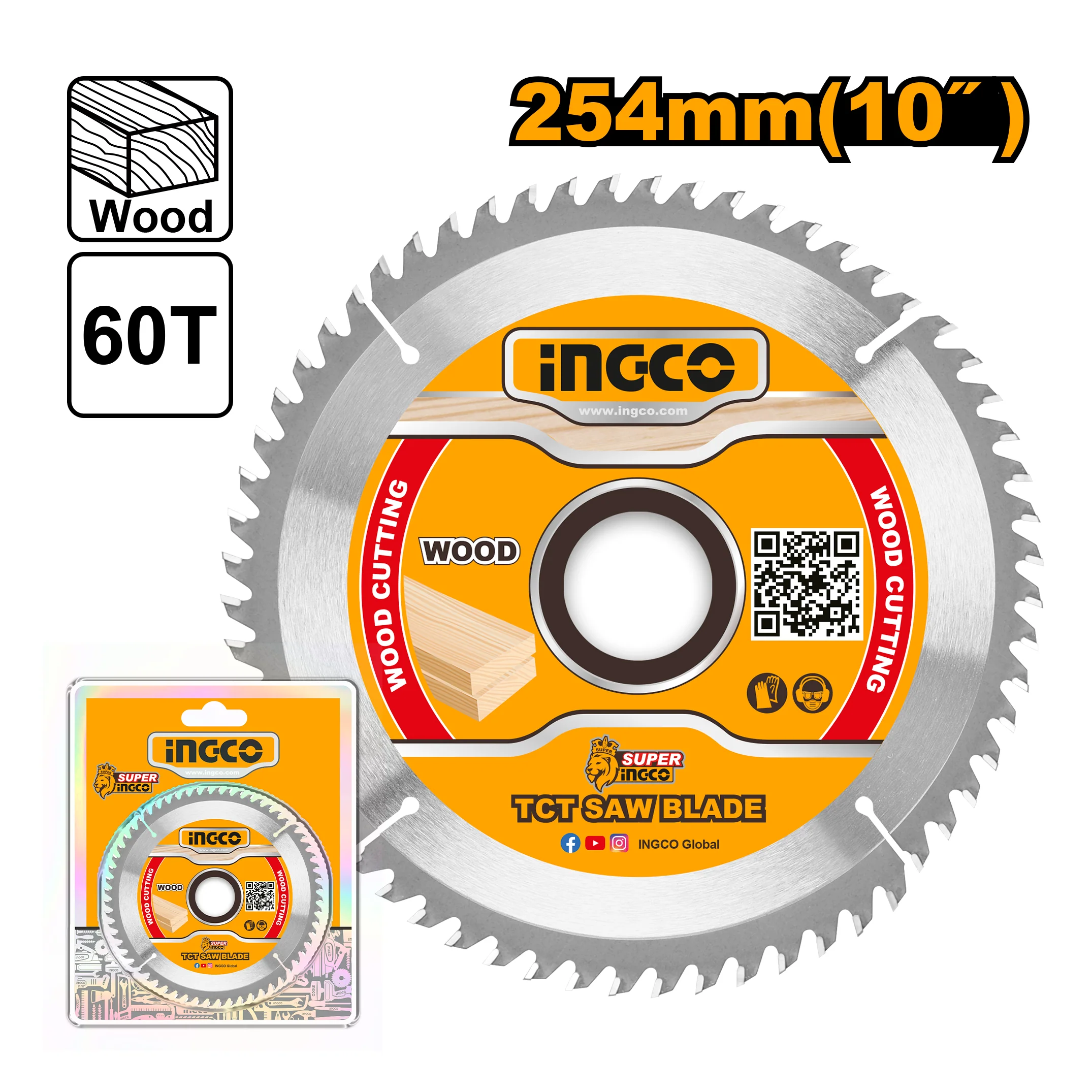 10 Inch 60T Industrial TCT Saw Blade Wood Cutting for Circular Saw TSB125423 ING-AC