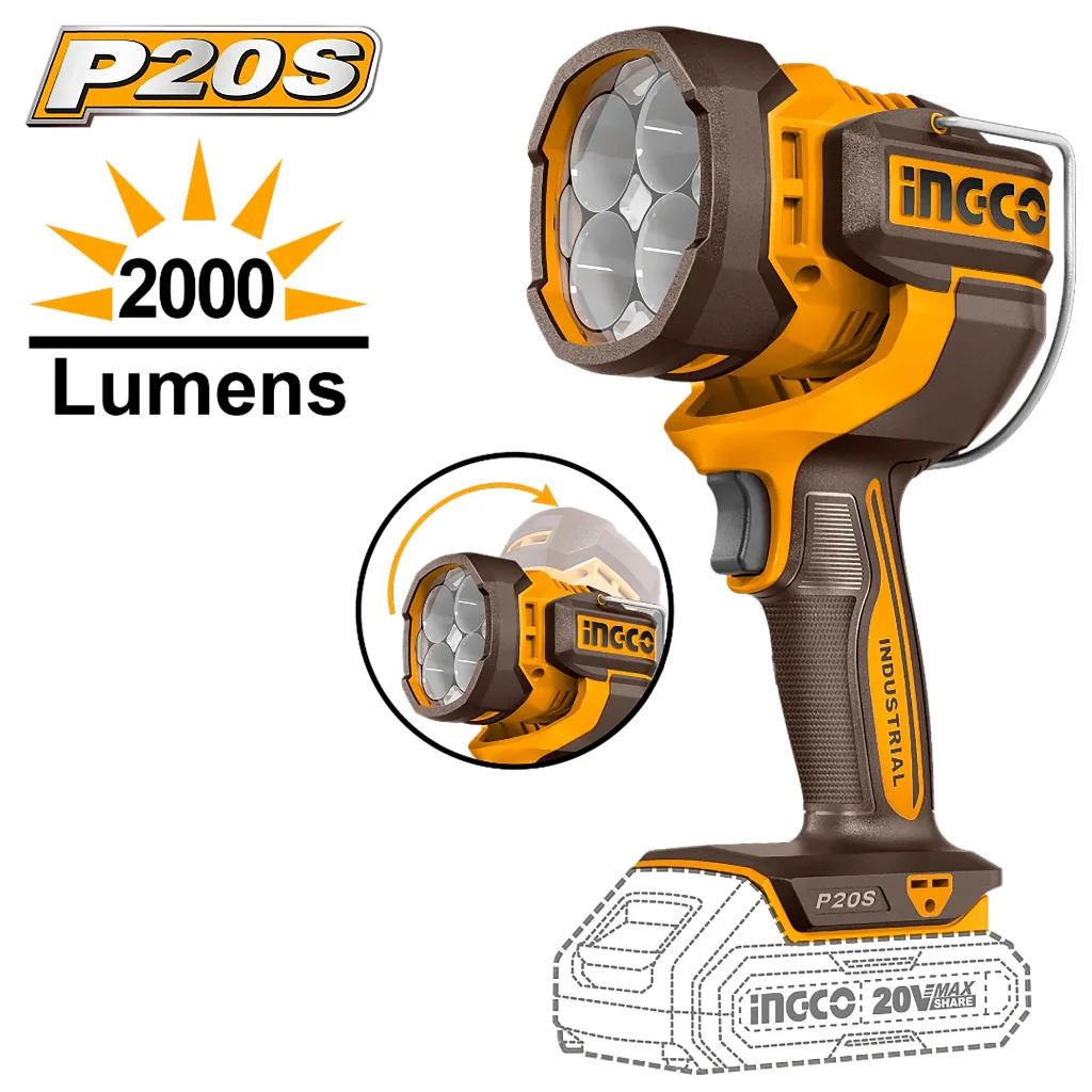 Ingco P20S/20V 4PCS Combo Kit (CSGLI2004/HGLI2006/GG408/CWLI2088) COSLI50501 ING-CT - Image 4