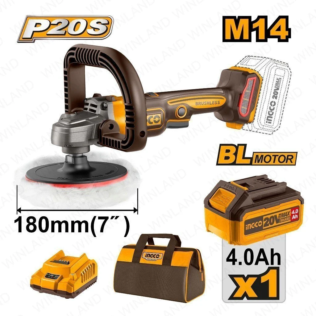 P20S/20V Brushless Motor Lithium-Ion Brushless Cordless Polisher ING-COR - Image 2