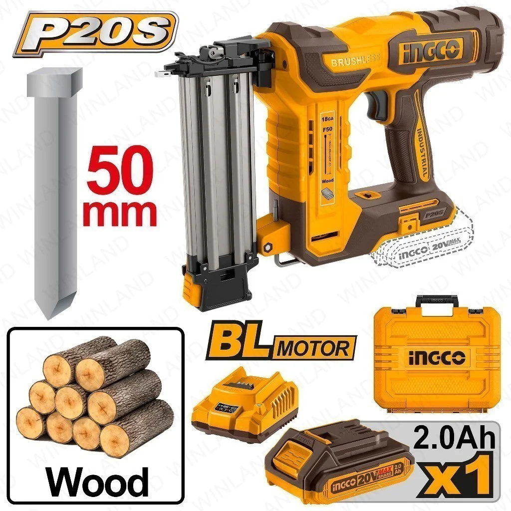 P20S 20V Lithium-Ion Brushless Motor Cordless Brad Nailer Kit ING-COR - Image 2