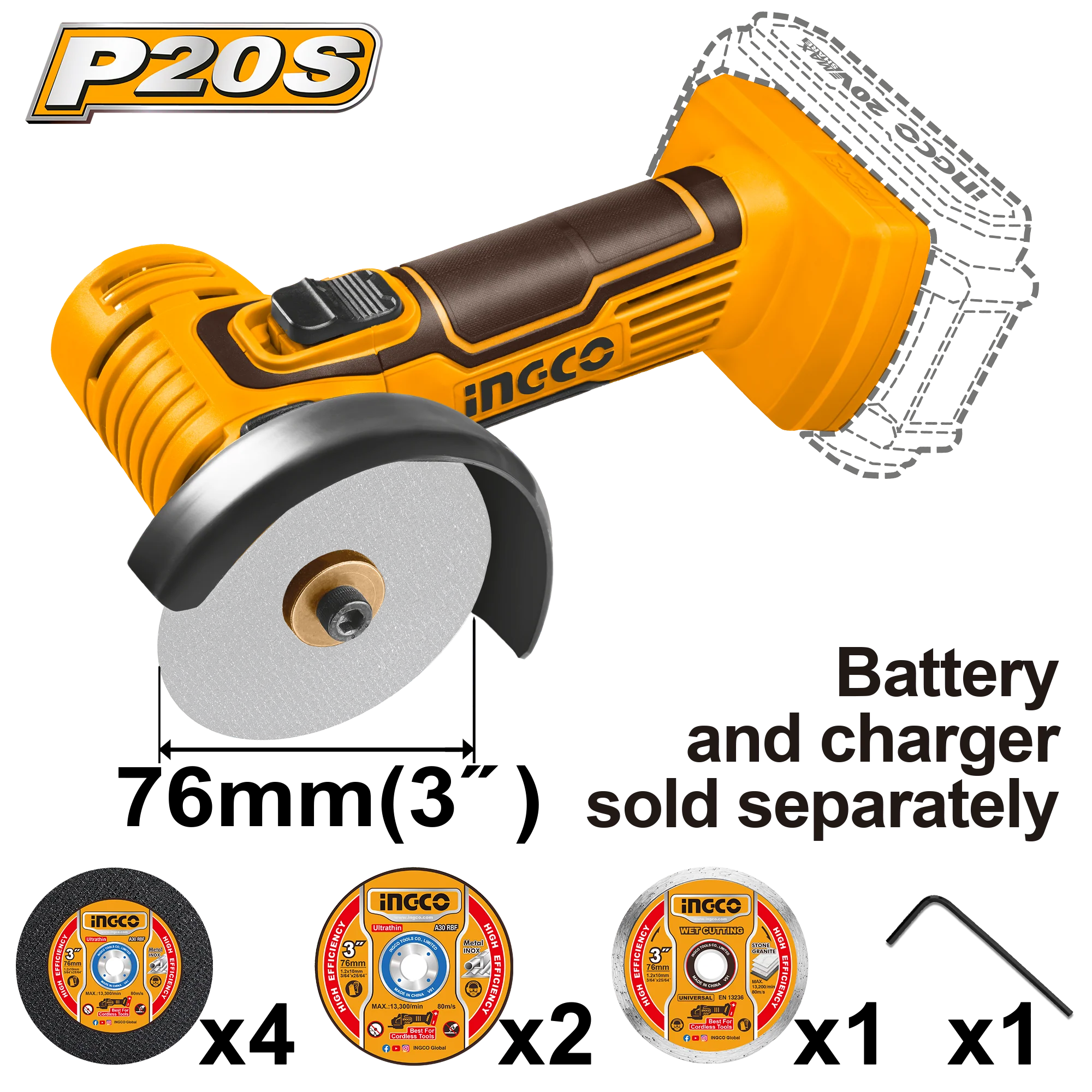 P20S/20V Lithium-Ion Cordless Multi-functional Mini Cut-Off Machine Tool CAGLI76012 ING-COR