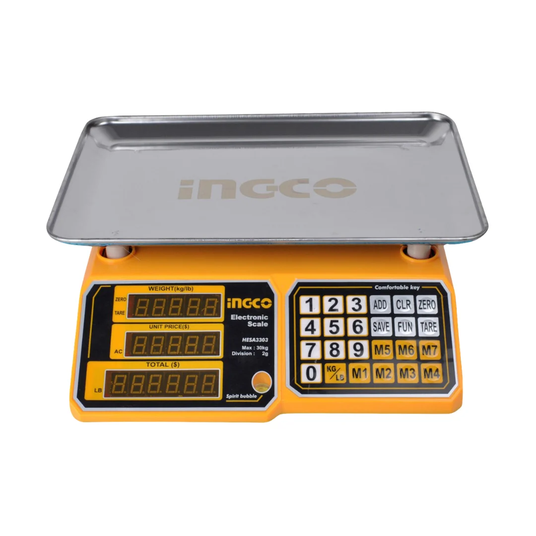 Rechargeable Electronic Digital Weighing Scale 30Kg HESA3303 ING-EL - Image 2