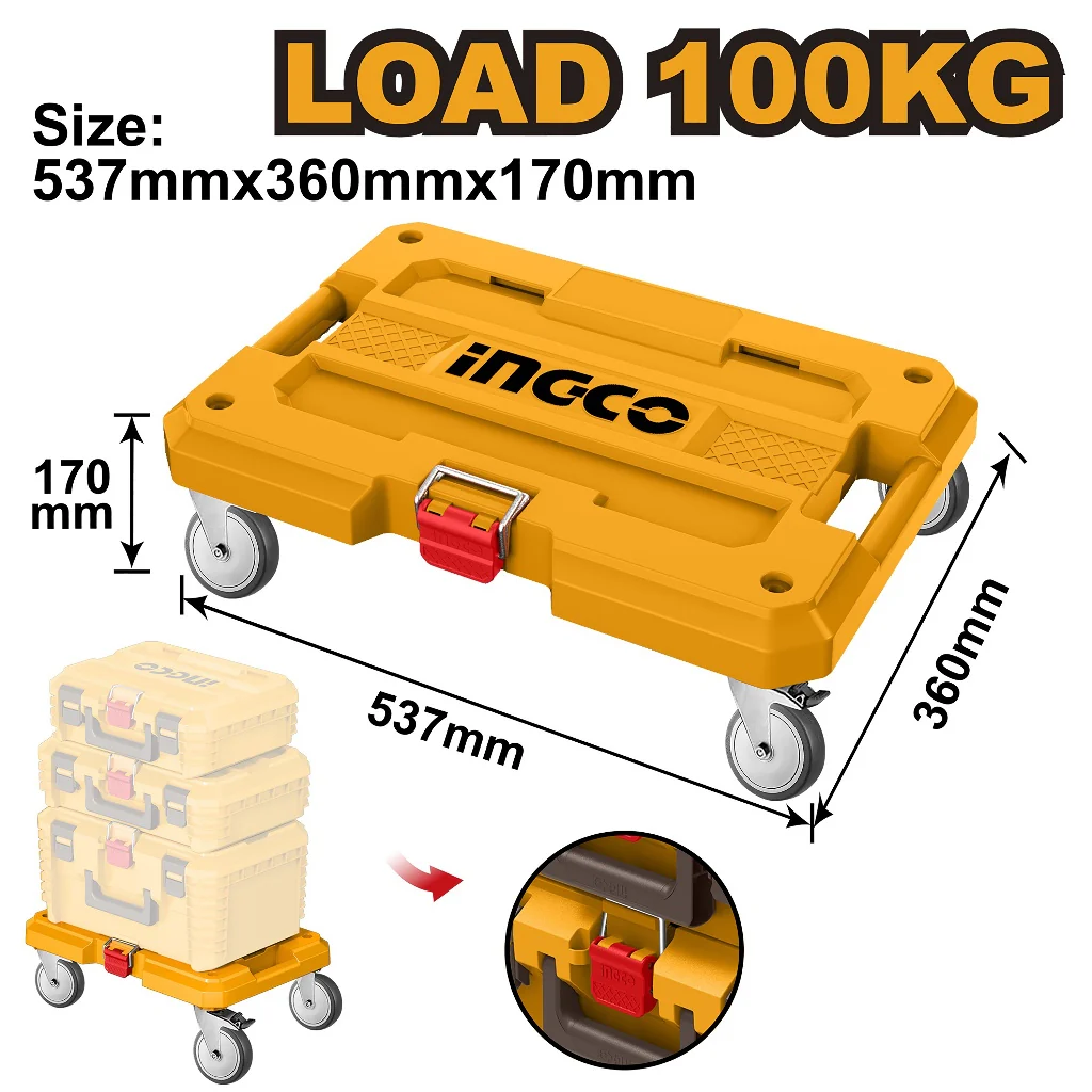 Ingco Rolling Board Load 100KG 537 x 360 x 170mm for Stackable Tool Box HHWB61001 ING-HT - Image 2