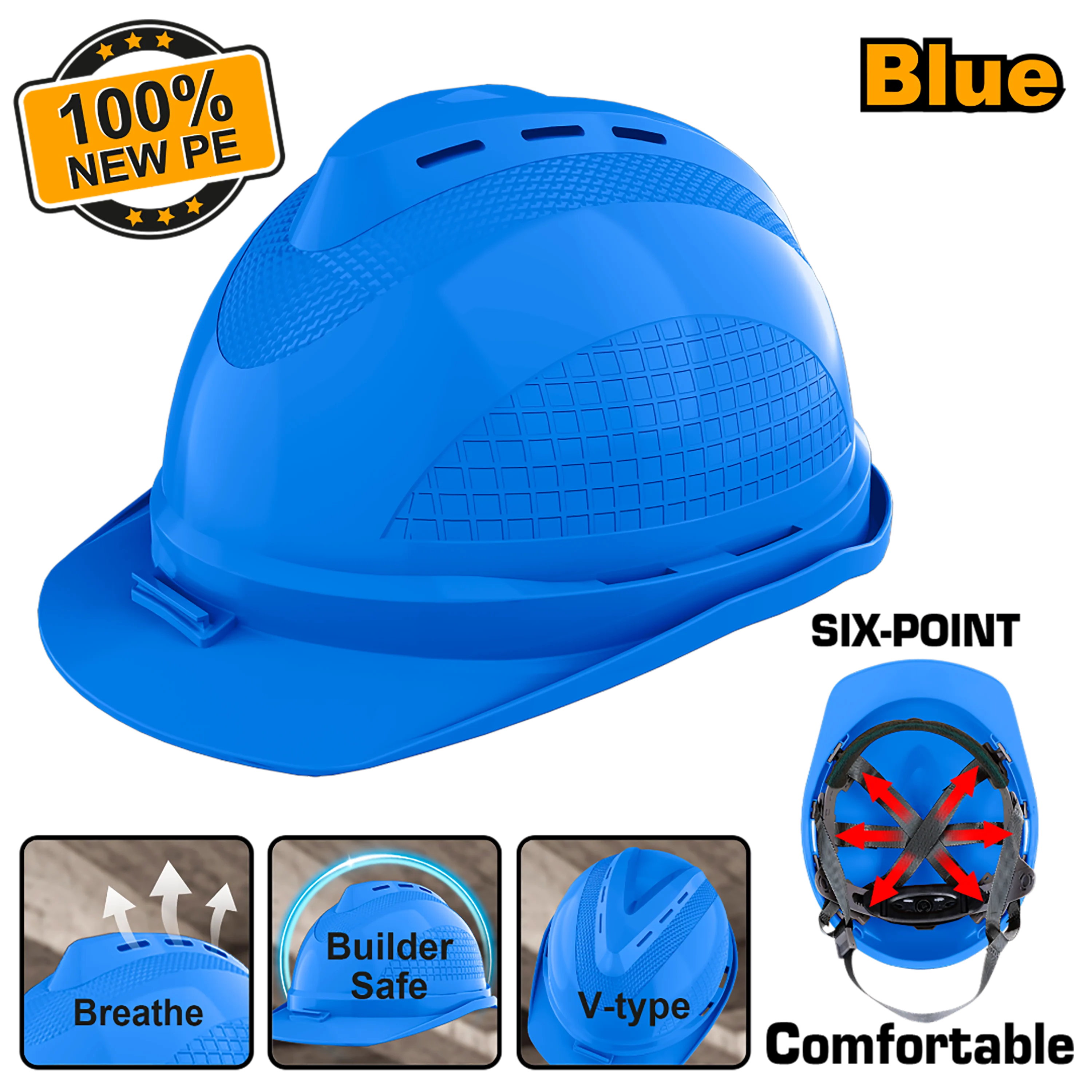 Ingco Safety Helmet 100% PE Shell with Vents SOLD PER PIECE ING-HT - Image 6