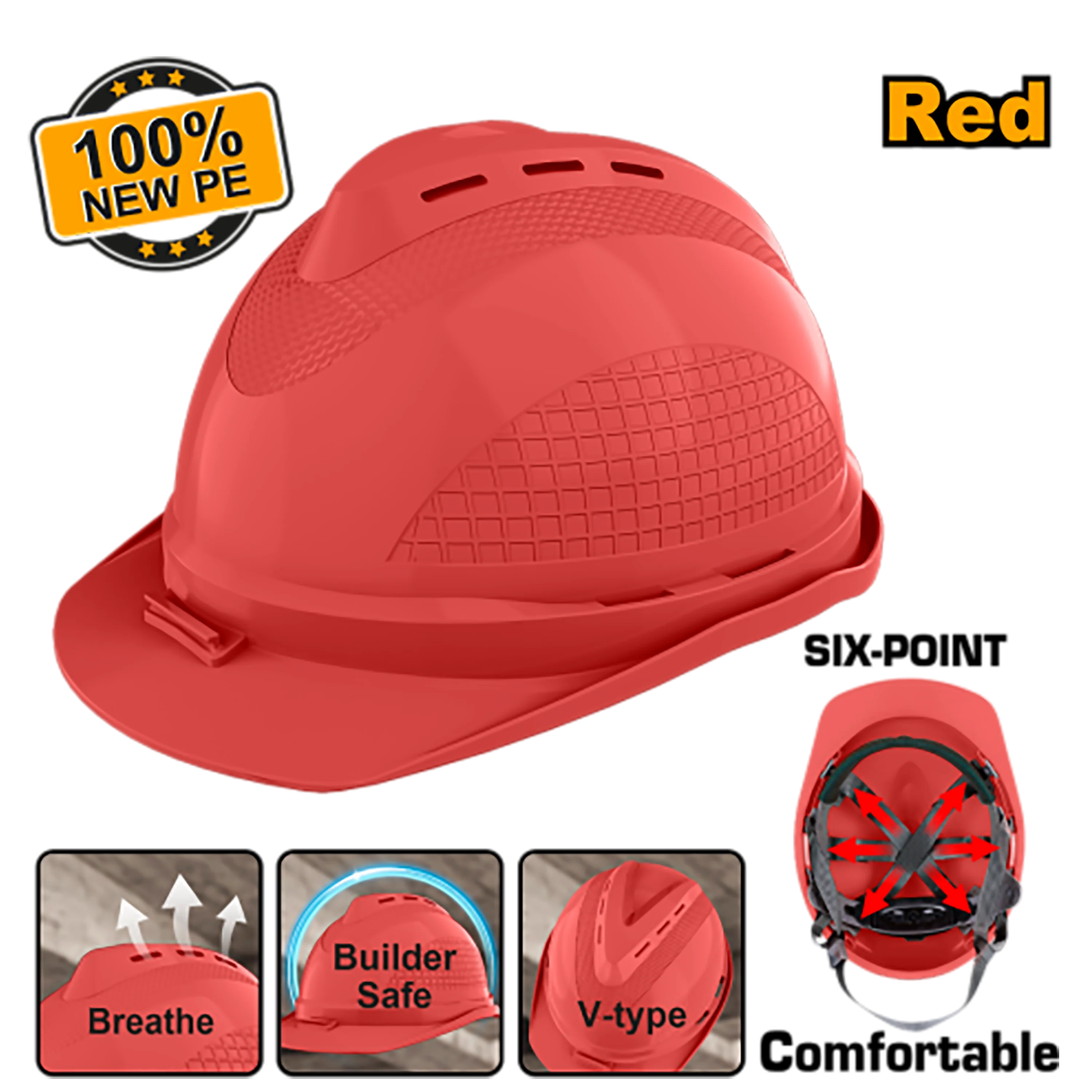 Ingco Safety Helmet 100% PE Shell with Vents SOLD PER PIECE ING-HT - Image 7