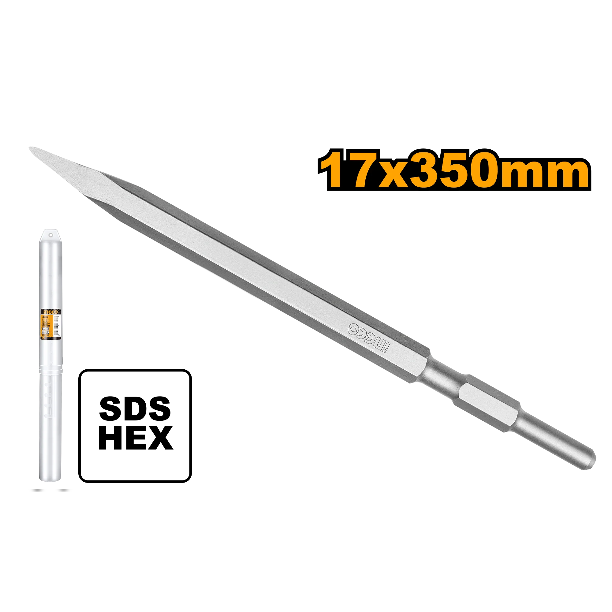 Ingco SDS Hex Chisel 17x280mm-350mm Pointed - DBC0512801 | Flat - DBC0522801 ING-HT - Image 2