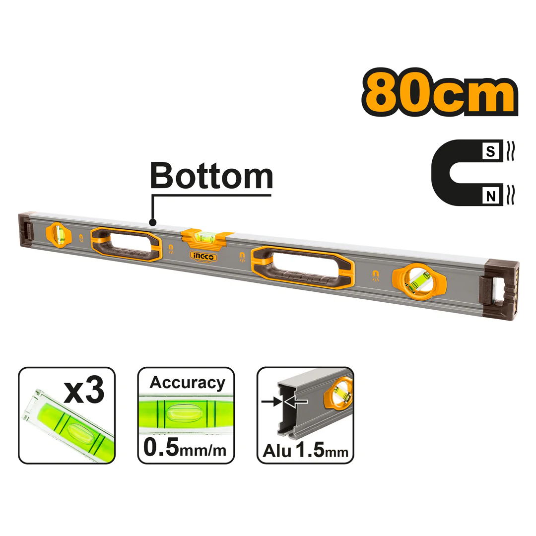 80cm Spirit Level w/ Powerful Magnets Level Bar HSL38080M ING-MT