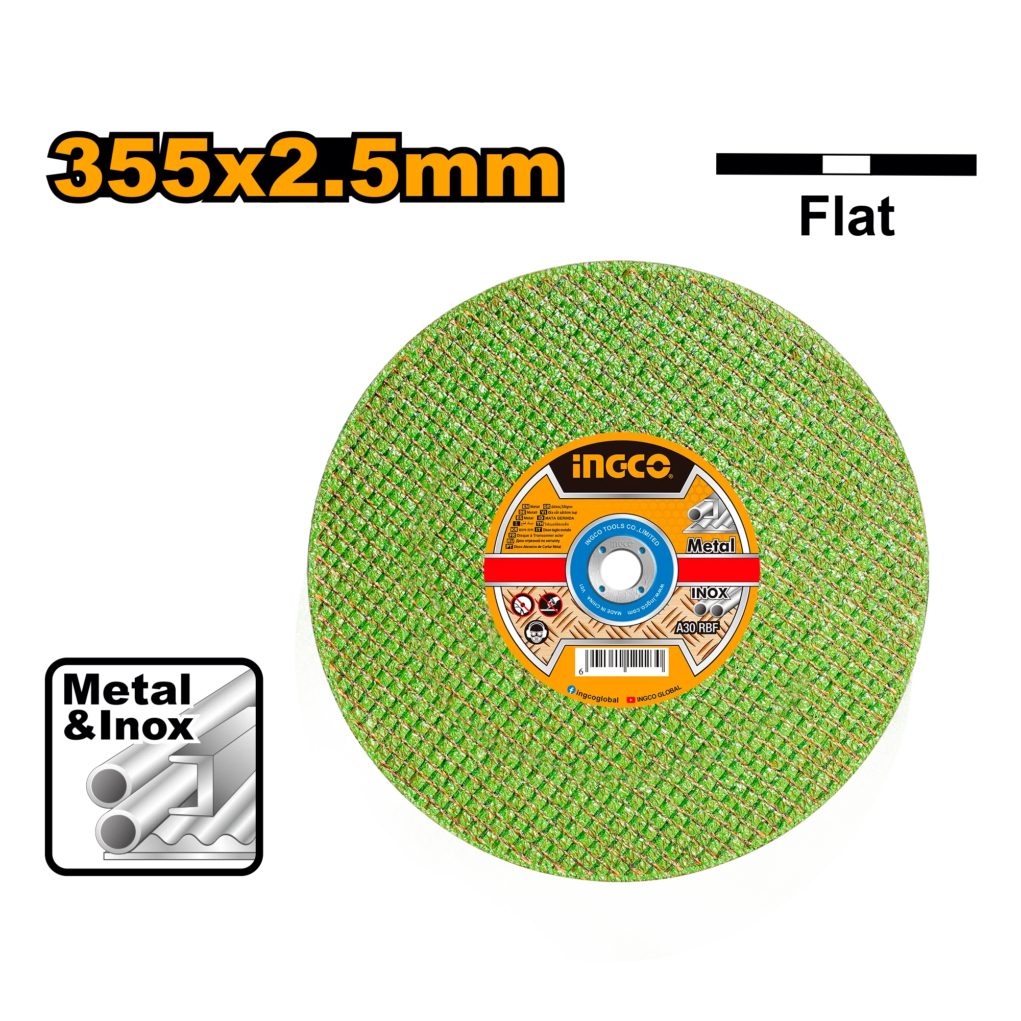 14" Abrasive Metal Cutting Disc Cut Off Wheel for Cut Off Machine MCD303551 ING-AC