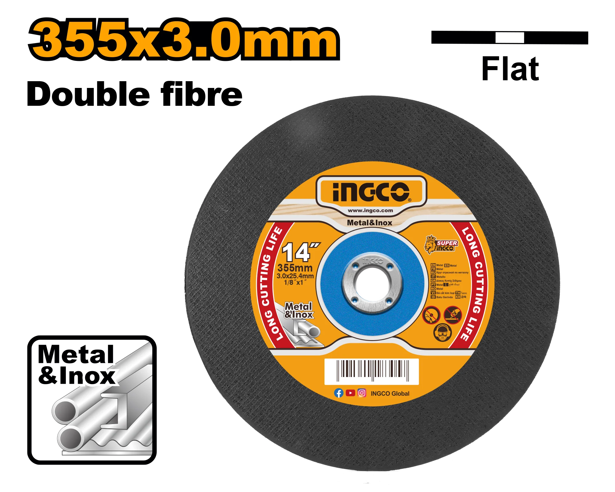 14" Abrasive Metal Cutting Disc Cut Off Wheel for Cut Off Machine MCD303551 ING-AC - Image 2