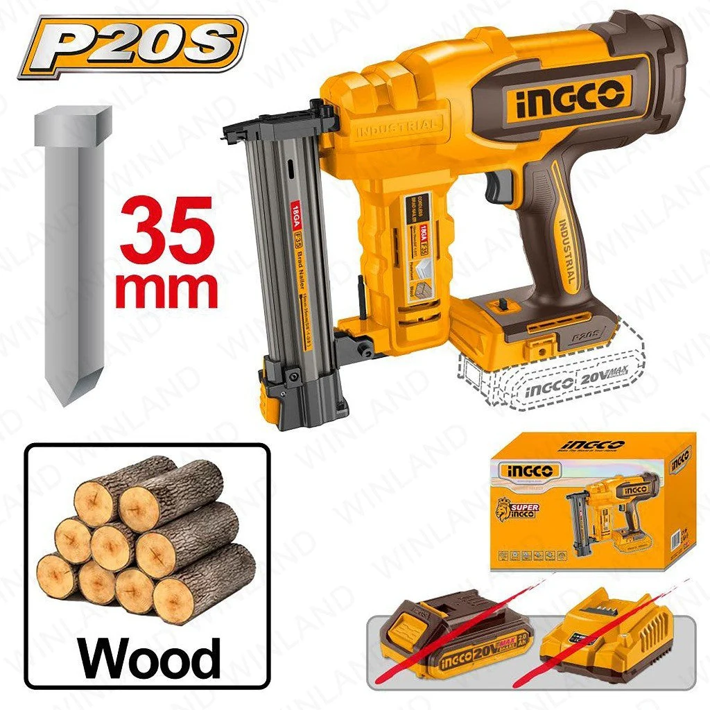 P20S/20V 1000PCS/Set Nails Lithium-Ion Cordless Brad Nailer Kit-35mm ING-COR - Image 2